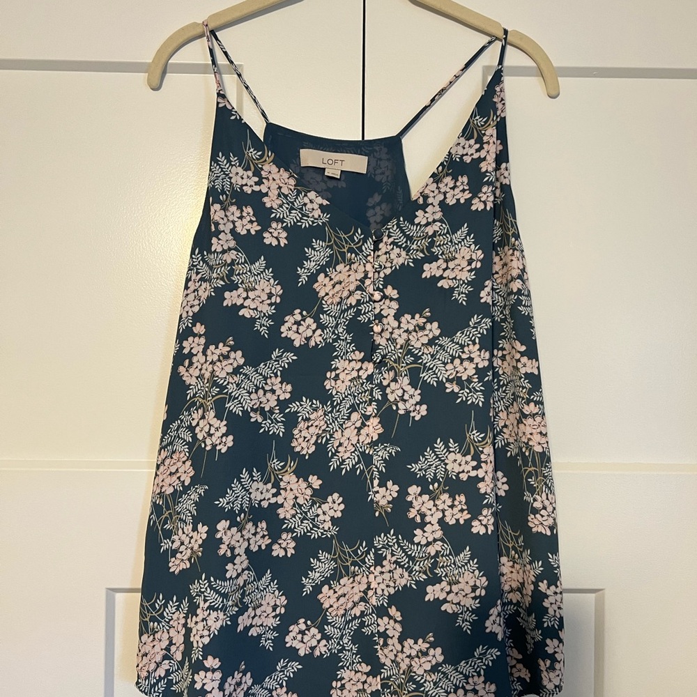 LOFT Floral Print Women's Top - Blue and Pink